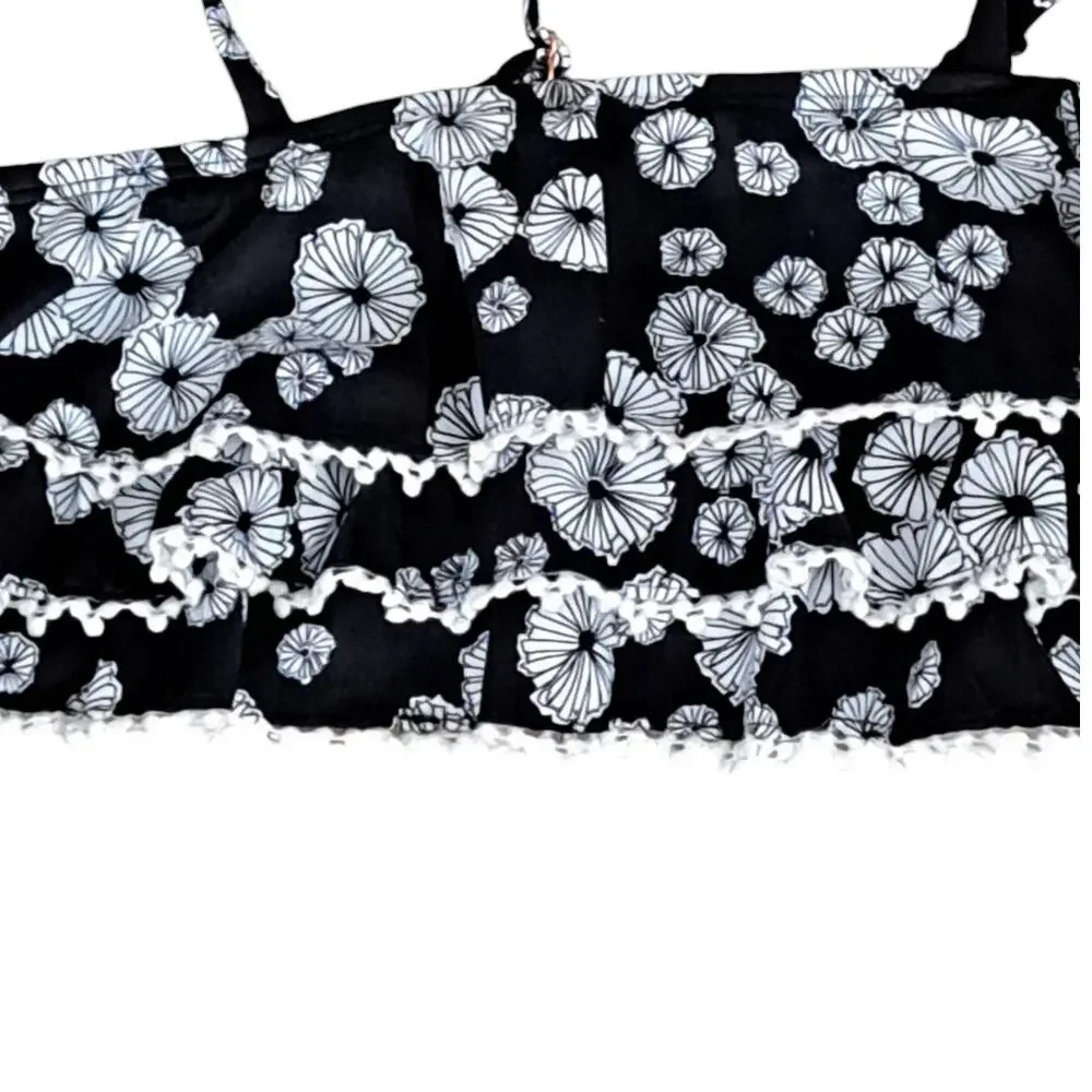 2 For $5 Sale  Raisins Girls Black  And White Floral Swim Bikini Top SZ 12 NWT